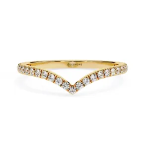 0.25 Carat Round Cut Curved Diamond Wedding Band In Yellow Gold