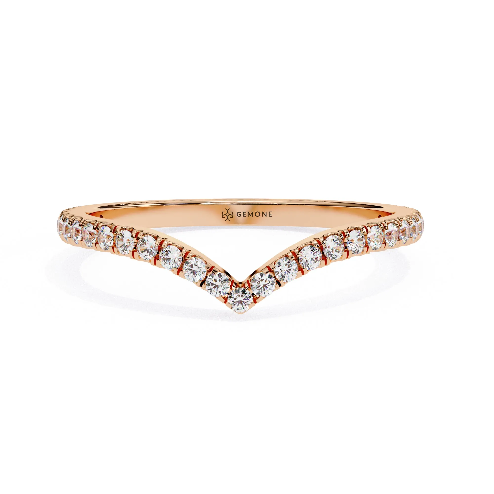 0.25 Carat Round Cut Curved Diamond Wedding Band In Yellow Gold