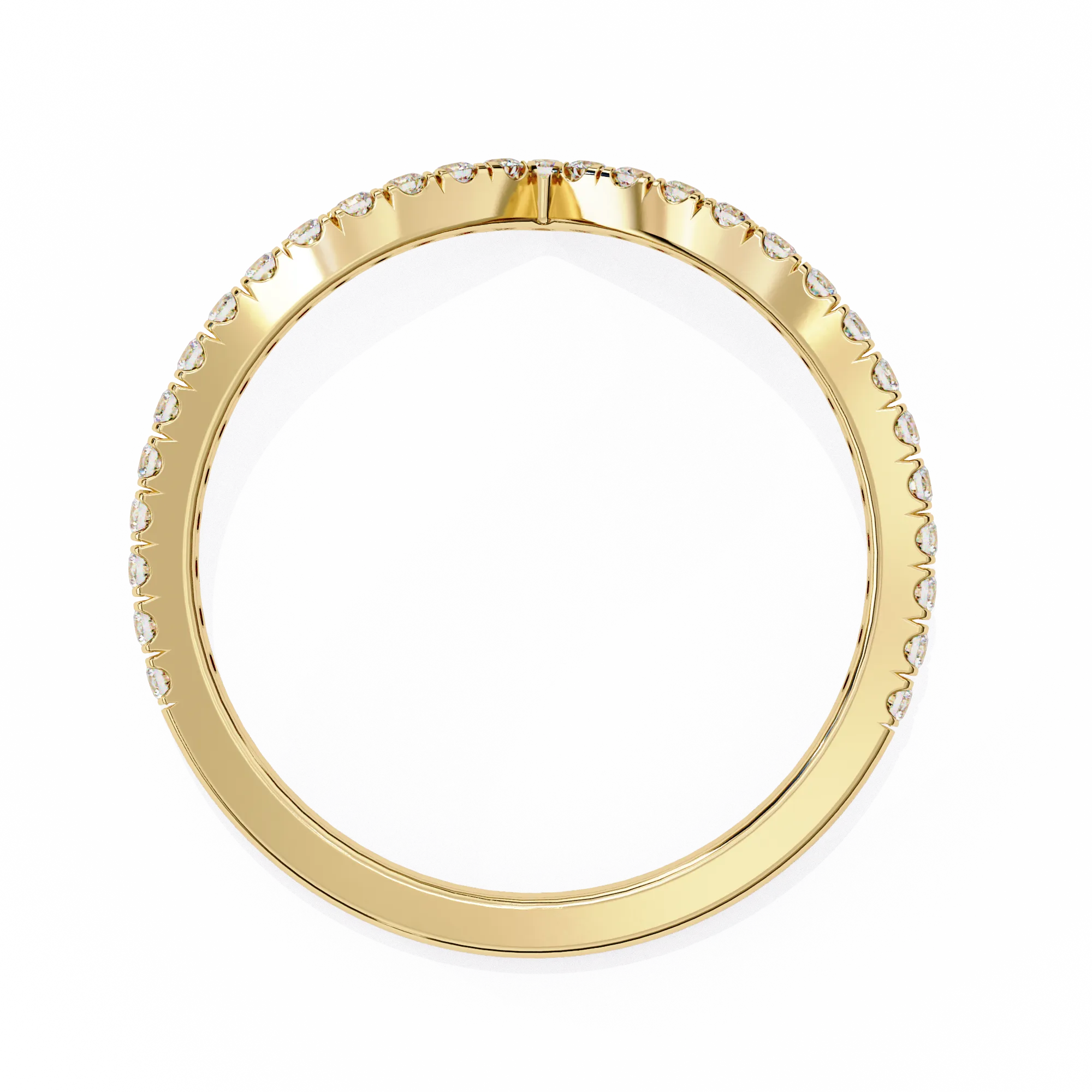 0.25 Carat Round Cut Curved Diamond Wedding Band In Yellow Gold