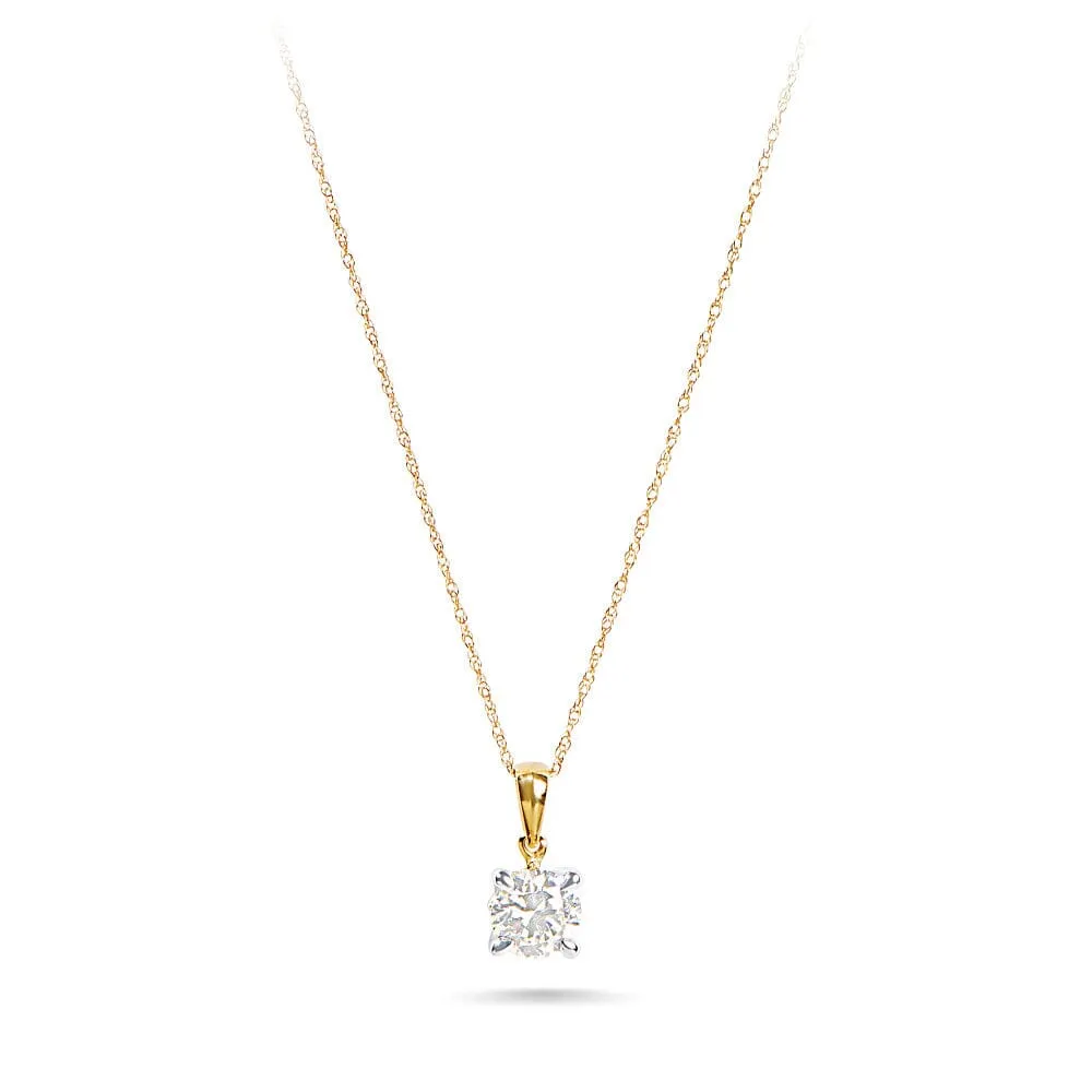 1.00ct Laboratory Grown Diamond Solitaire Necklace in 9ct Yellow Gold