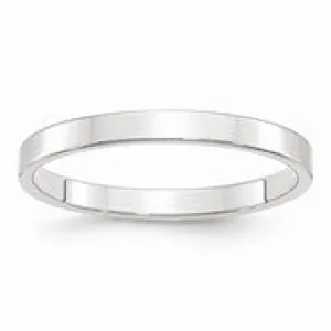 10k White Gold 2.5mm Lightweight Flat Wedding Band Ring