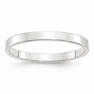 10k White Gold 2.5mm Lightweight Flat Wedding Band Ring