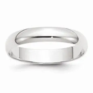 10k White Gold 4mm Lightweight Half Round Wedding Band Ring