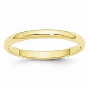 10k Yellow Gold 2.5mm Half Round Wedding Band Ring