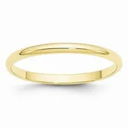 10k Yellow Gold 2mm Lightweight Half Round Wedding Band Ring