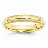 10k Yellow Gold 4mm Milgrain Comfort Fit Wedding Band Ring