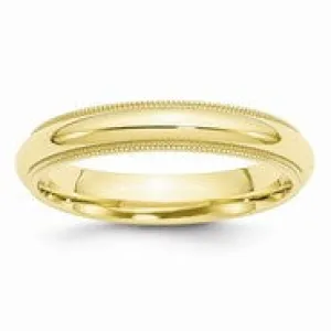 10k Yellow Gold 4mm Milgrain Comfort Fit Wedding Band Ring