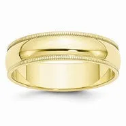 10k Yellow Gold 6mm Milgrain Half Round Wedding Band Ring