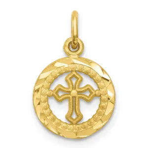 10k Yellow Gold Finish Cross In Frame Pendant