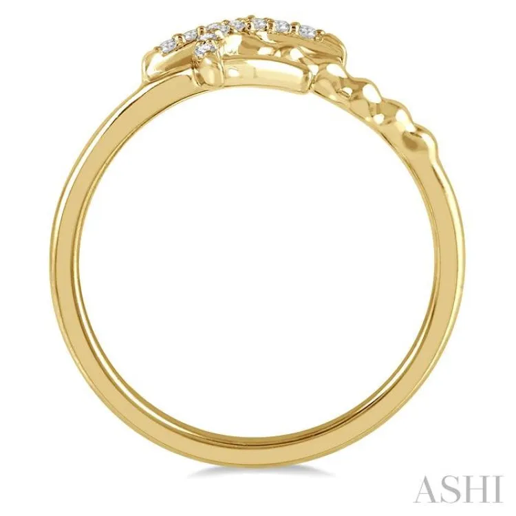 1/10 Ctw Palm Tree Round Cut Diamond Petite Fashion Ring in 10K Yellow Gold