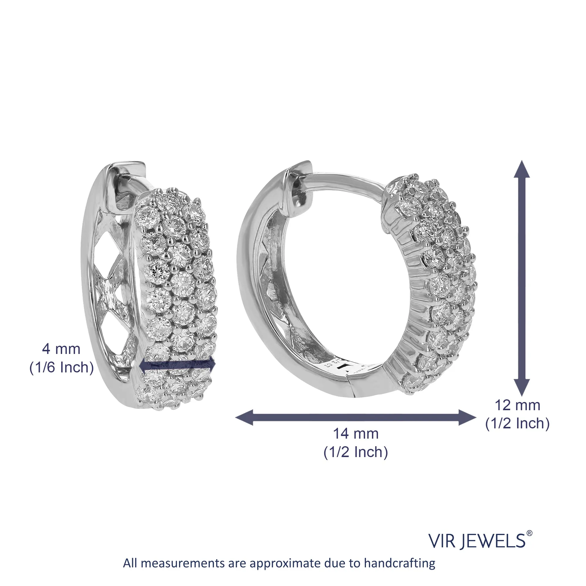 1/2 cttw Lab Grown Diamond Triple Row Hoop Earrings in Silver