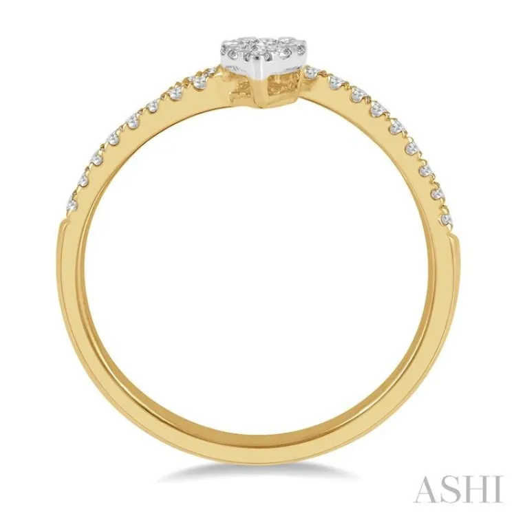 1/4 ctw Open End Pear Mount Lovebright Round Cut Diamond Ladies Ring in 14K Yellow and White Gold