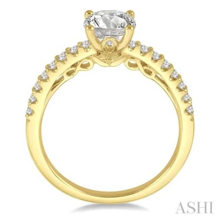 1/4 Ctw Round Shape Semi-Mount Diamond Engagement Ring in 14K Yellow Gold