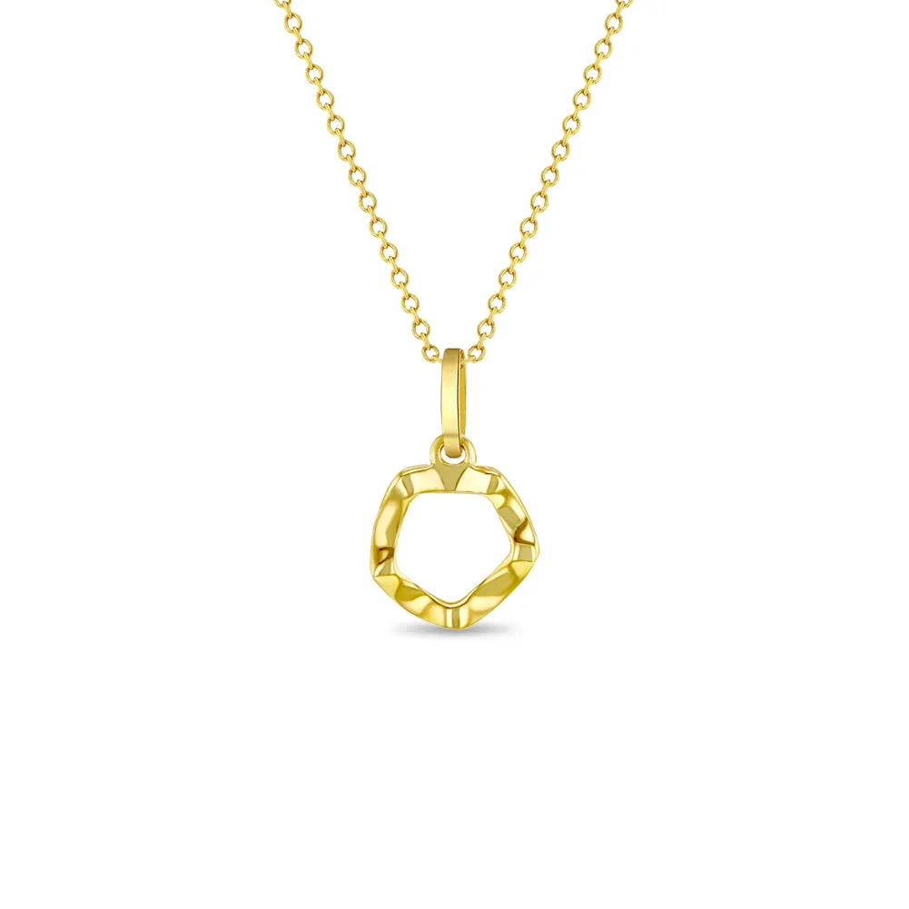 14k Gold Hammered Round Women's Pendant/Necklace 16"-18"