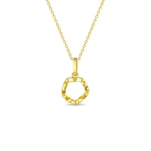 14k Gold Hammered Round Women's Pendant/Necklace 16"-18"