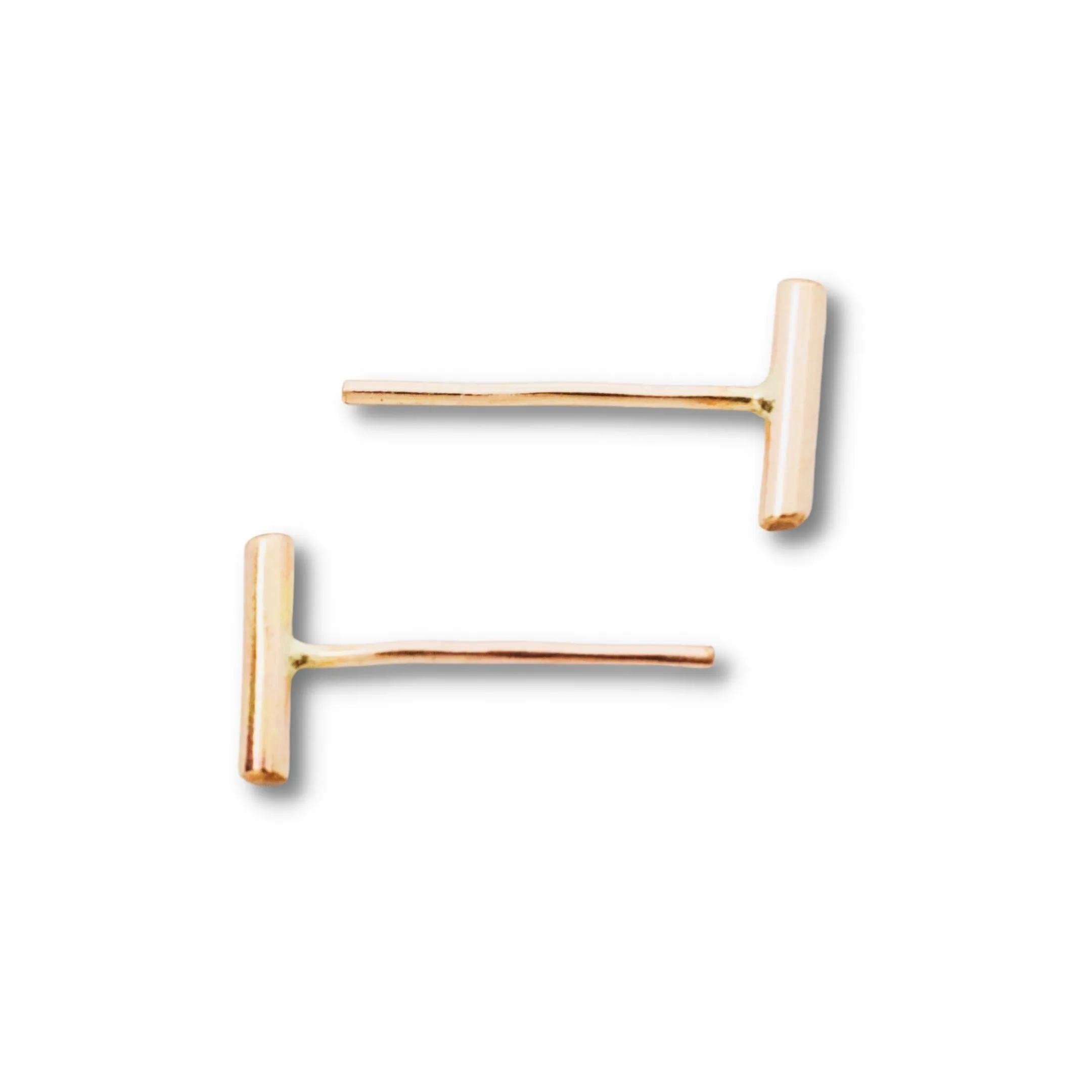 14k Solid Gold Small Bar Studs