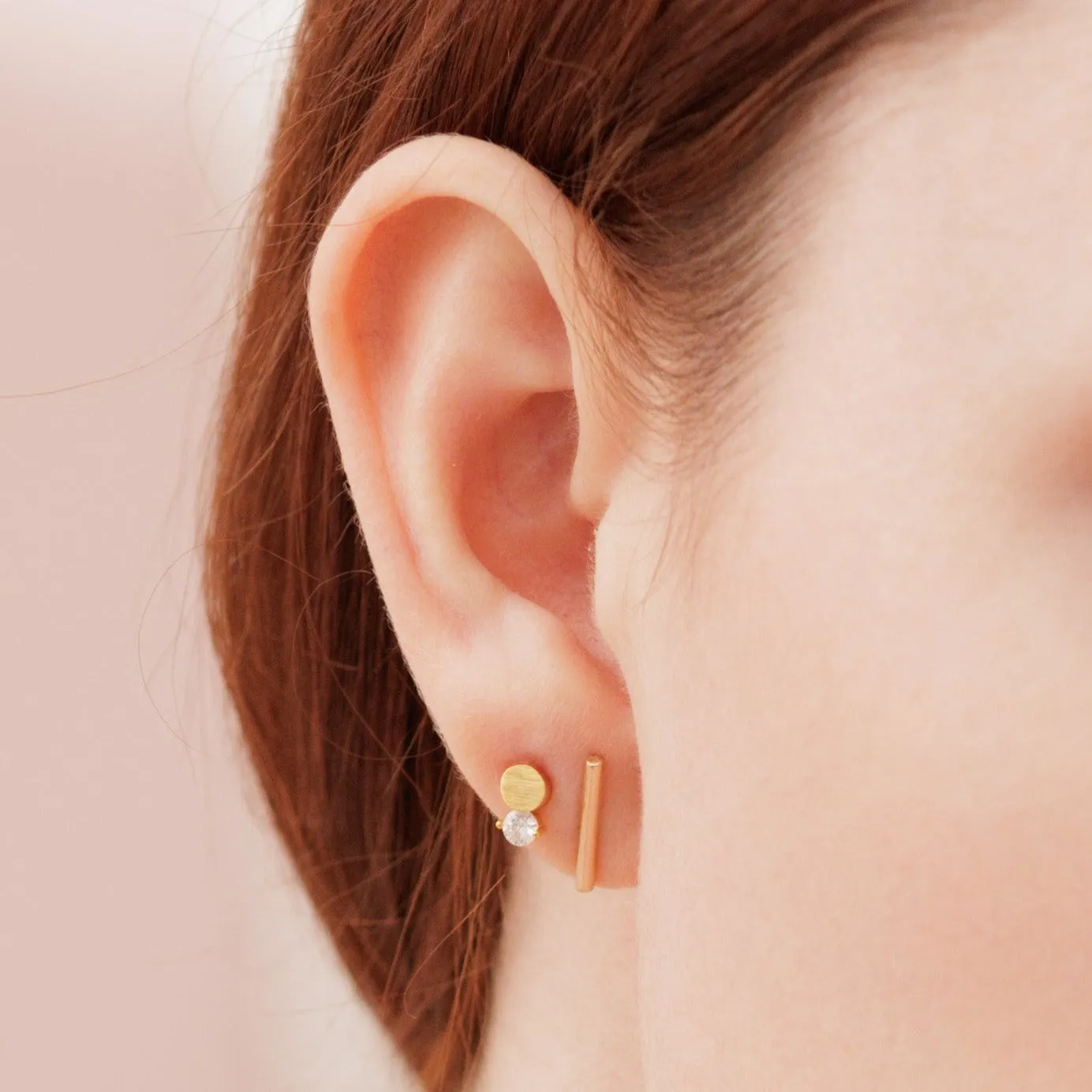 14k Solid Gold Small Bar Studs