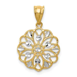 14k Two-Tone Gold D.C Fancy Round Design Pendant