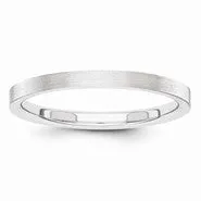 14k White Gold 2mm Flat Satin Wedding Band Ring