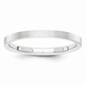 14k White Gold 2mm Flat Satin Wedding Band Ring