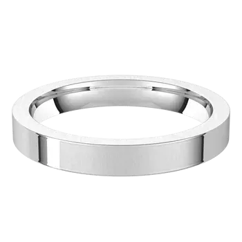 14K White Gold 3 MM Flat Shape Light Comfort Fit Band Custom