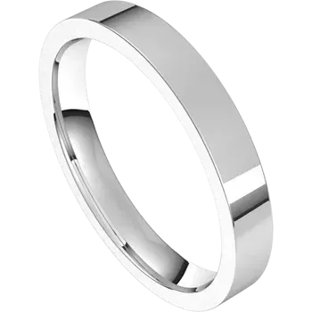 14K White Gold 3 MM Flat Shape Light Comfort Fit Band Custom