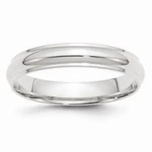 14k White Gold 4mm Half Round with Edge Wedding Band Ring