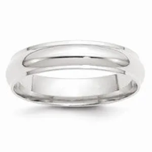 14k White Gold 5mm Half Round with Edge Wedding Band Ring