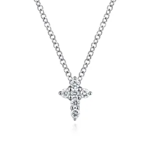 14K White Gold Diamond Cross Necklace - NK1370W45JJ