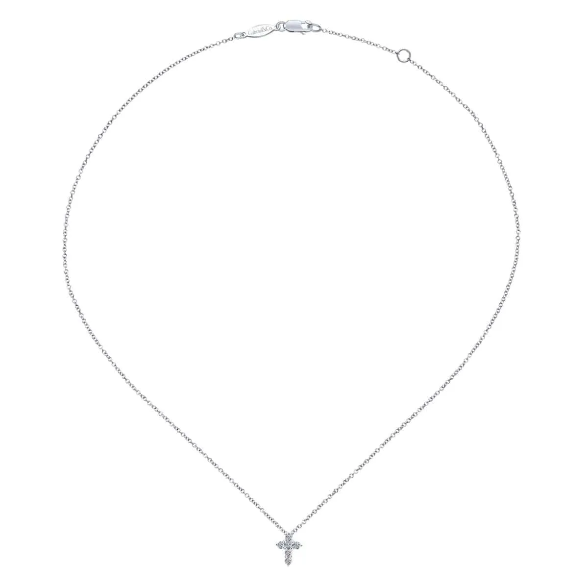 14K White Gold Diamond Cross Necklace - NK1370W45JJ