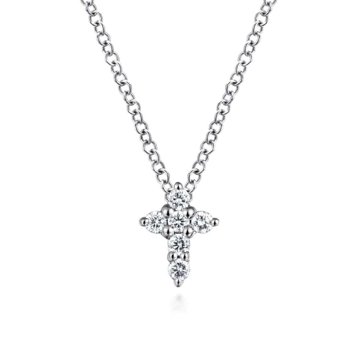 14K White Gold Diamond Cross Necklace - NK1370W45JJ