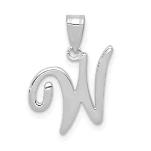 14K White Gold Medium Size Script Design Letter W Initial Charm Pendant