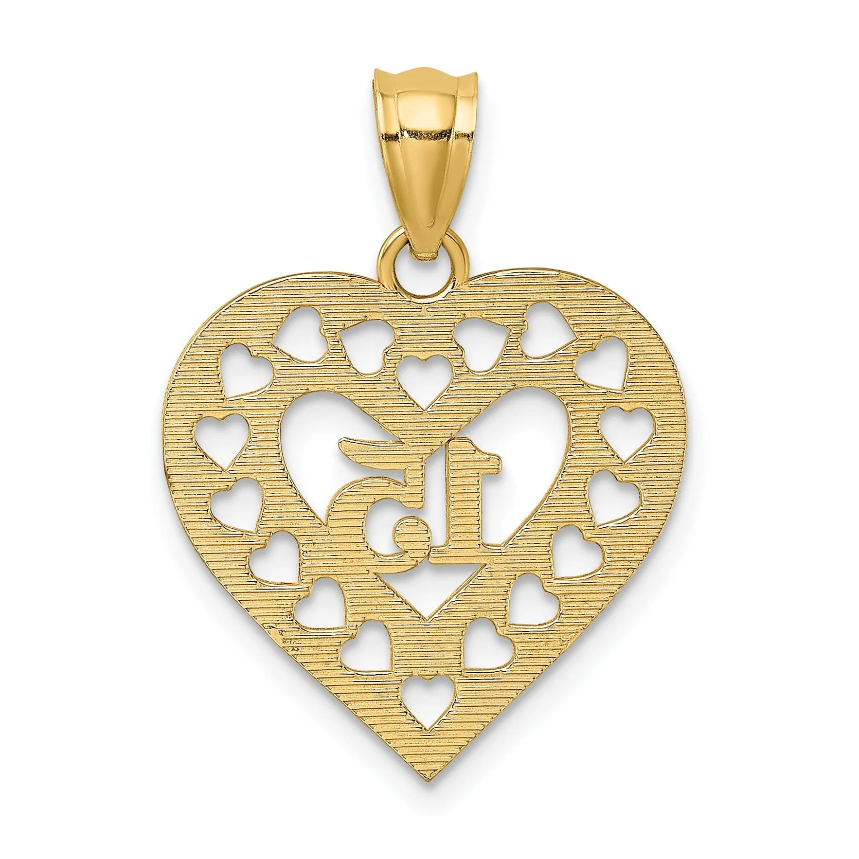 14k Yellow Gold 15 in Cut-out Heart Frame Pendant