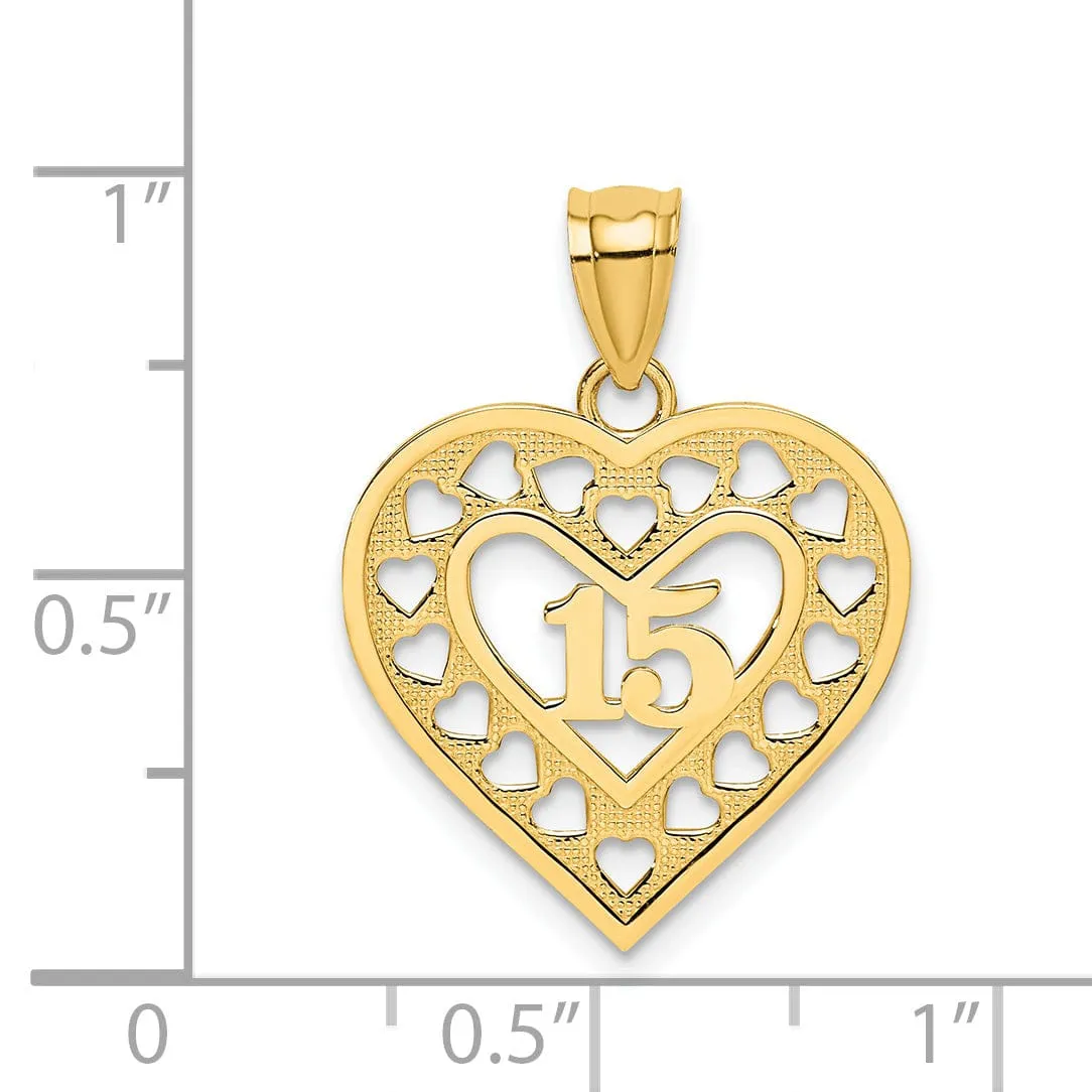 14k Yellow Gold 15 in Cut-out Heart Frame Pendant