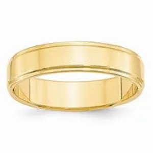 14k Yellow Gold 5mm Flat with Step Edge Wedding Band Ring