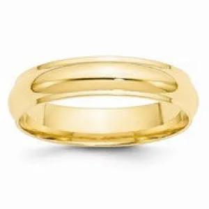 14k Yellow Gold 5mm Half Round with Edge Wedding Band Ring