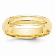 14k Yellow Gold 5mm Half Round with Edge Wedding Band Ring