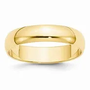 14k Yellow Gold 5mm Lightweight Half Round Wedding Band Ring