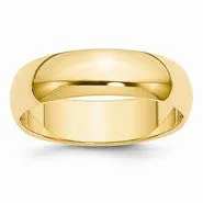 14k Yellow Gold 6mm Half-Round Wedding Band Ring