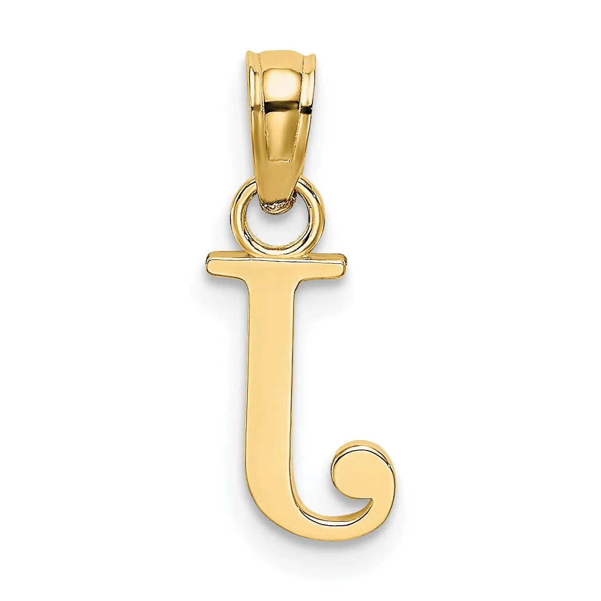 14K Yellow Gold Block Design Small Letter J Initial Charm Pendant