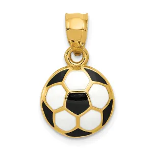 14k Yellow Gold Enameled Soccer Ball Pendant