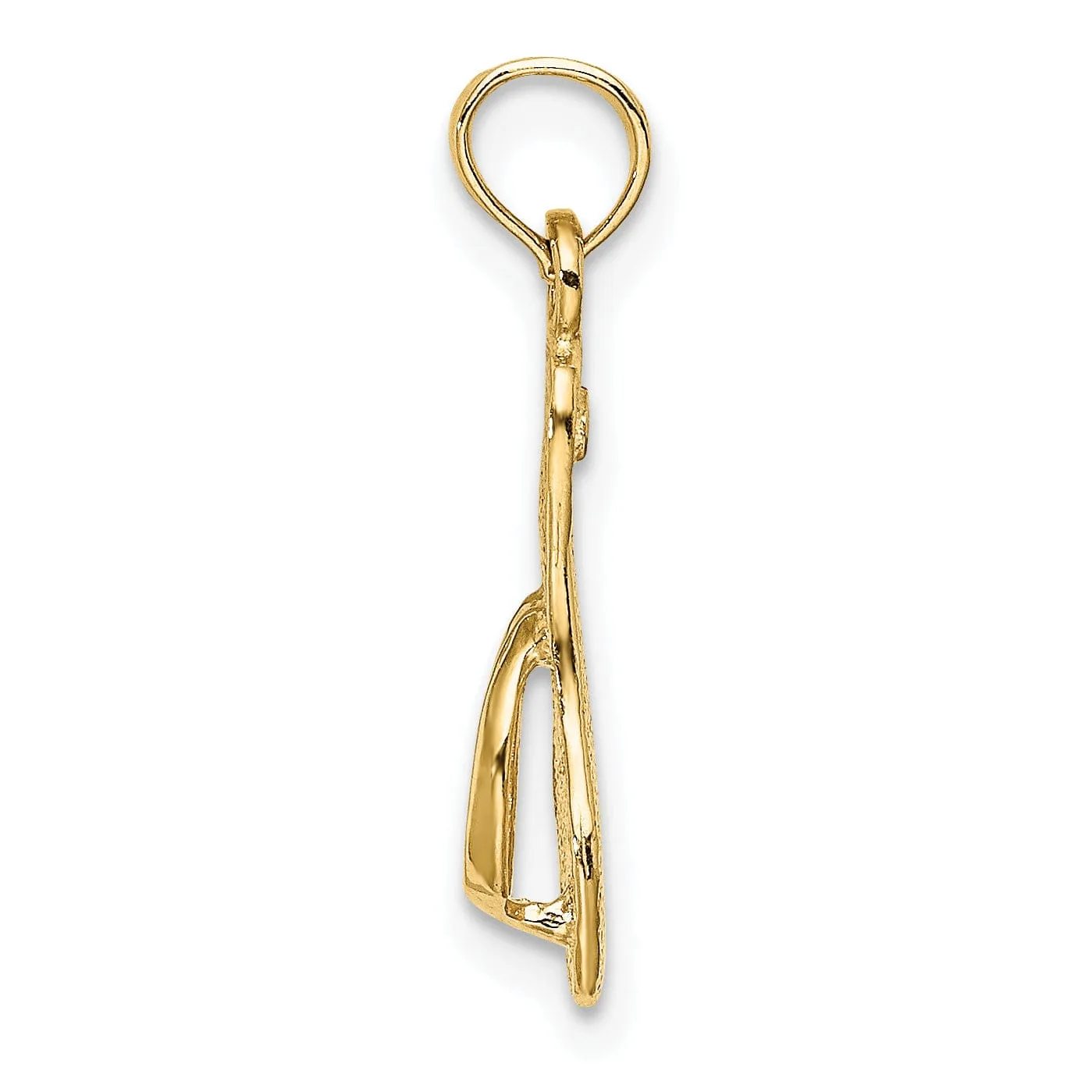 14K Yellow Gold Flat BackPolished Finish 3-Dimensional with Strap Flip-Flop Sandle Charm Pendant