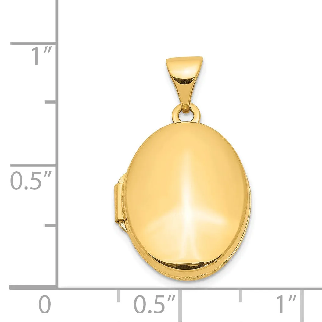 14k Yellow Gold Plain Polished Oval Locket