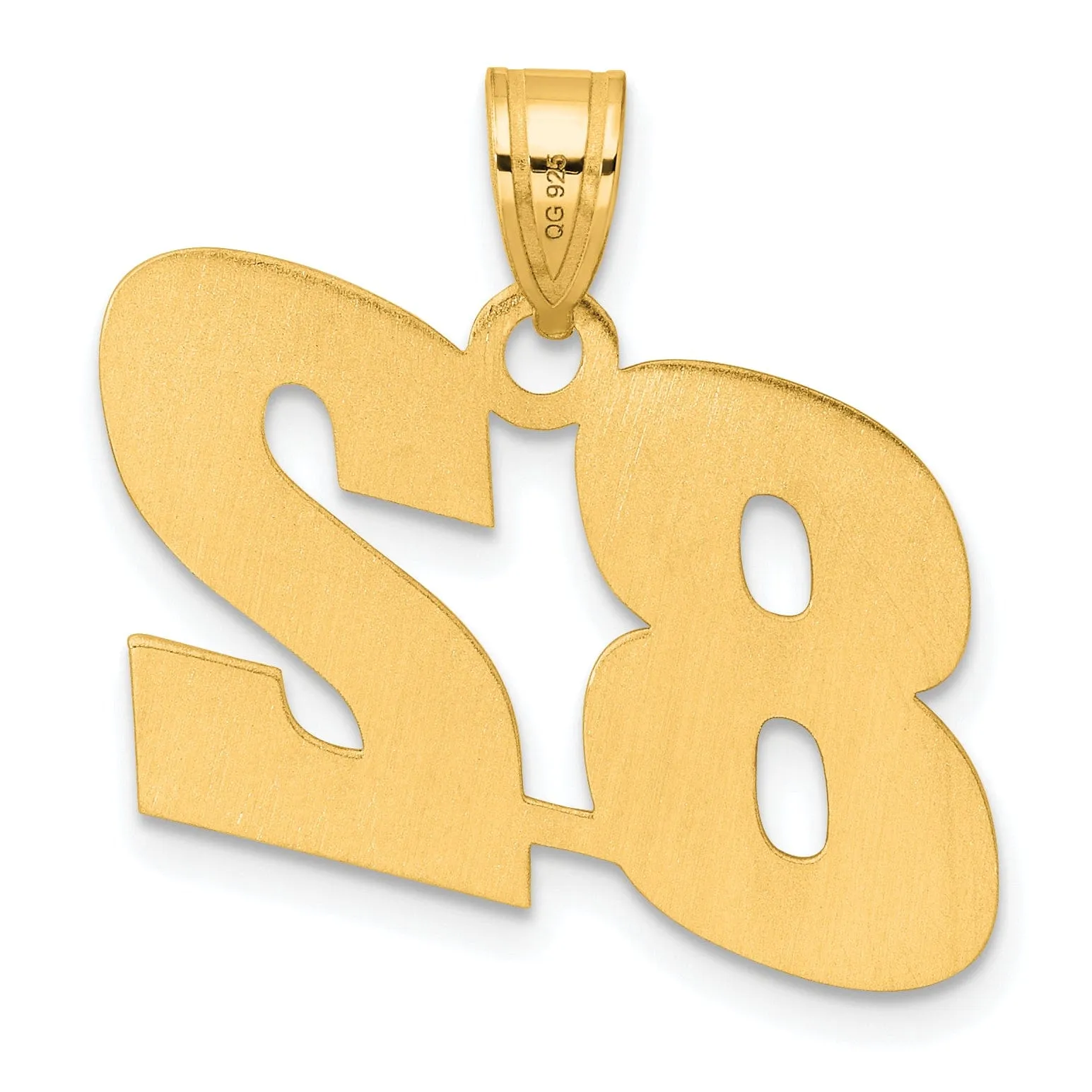 14k Yellow Gold Polished Finish Block Script Design Number 82 Charm Pendant