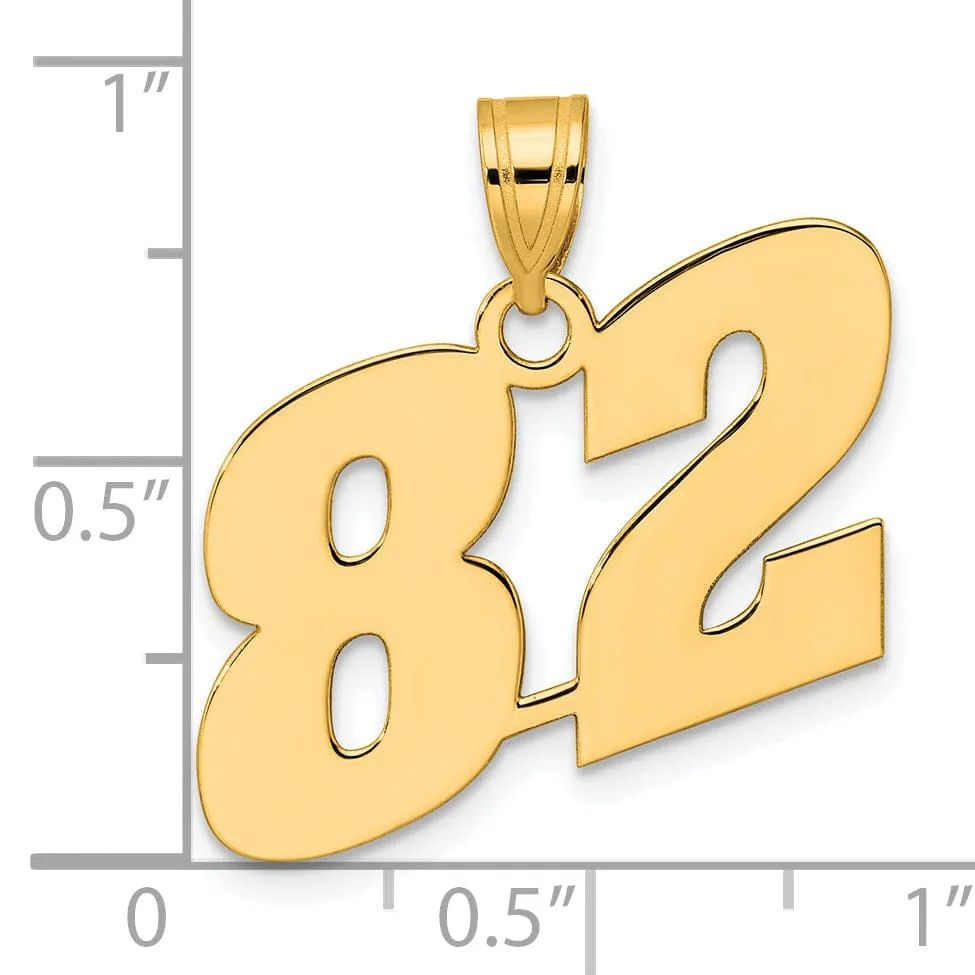 14k Yellow Gold Polished Finish Block Script Design Number 82 Charm Pendant