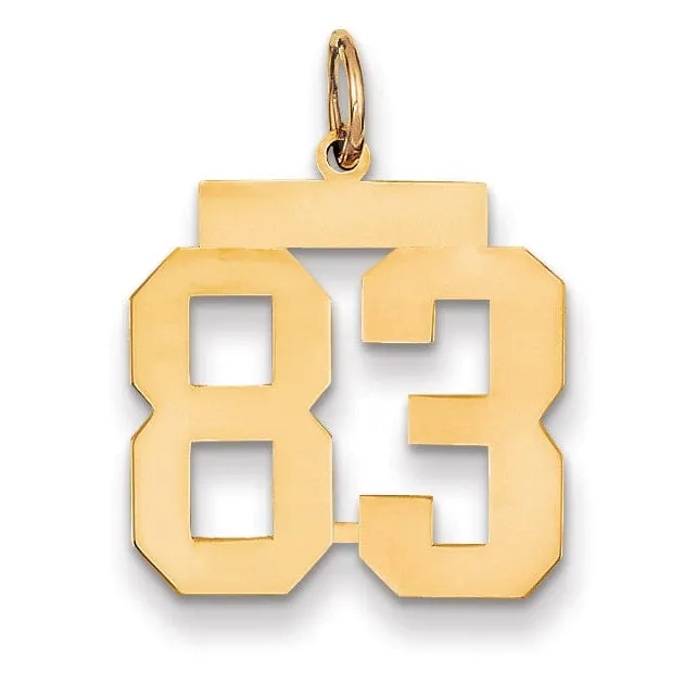 14K Yellow Gold Polished Finish Medium Size Number 83 Charm Pendant