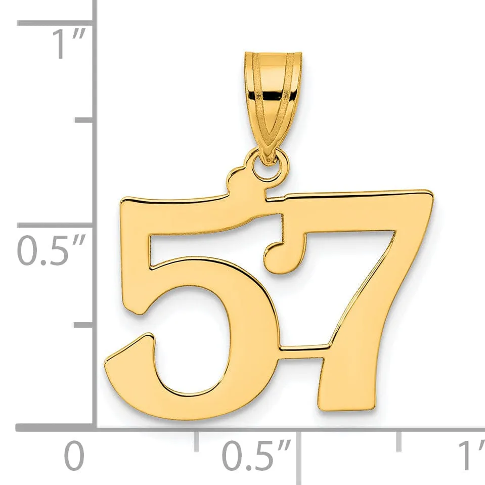 14k Yellow Gold Polished Finish Number 57 Charm Pendant