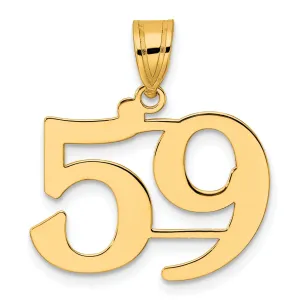 14k Yellow Gold Polished Finish Number 59 Charm Pendant