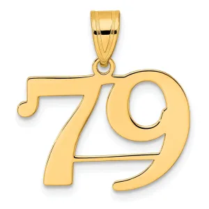 14k Yellow Gold Polished Finish Number 79 Charm Pendant