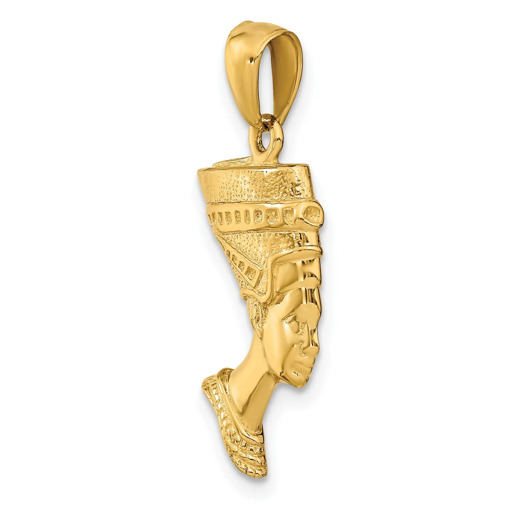 14k Yellow Gold Polished Finish Solid 3-Dimensional Queen Nefertiti Charm Pendant